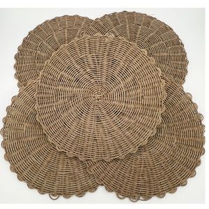 Kirkland Natural Hampton Woven Wicker Plastic Rattan Placemats Set of 5 Outdoor